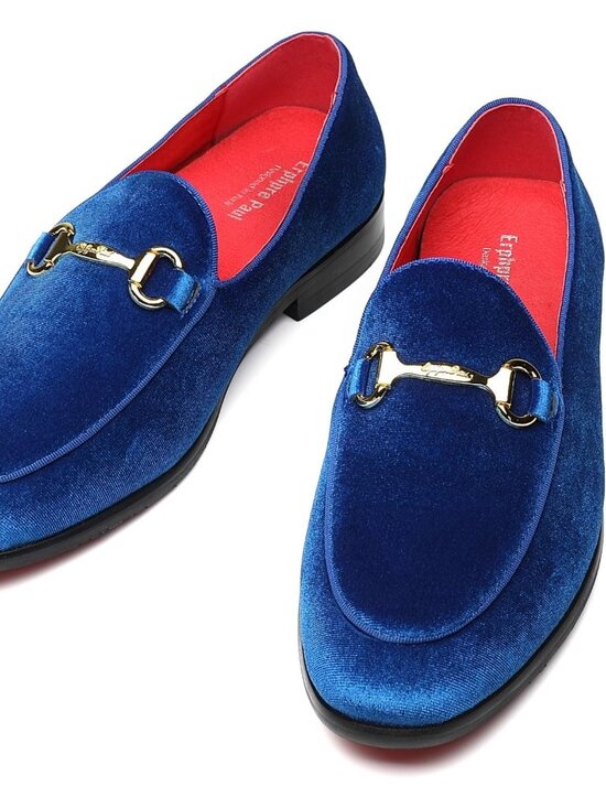 Men\'s Blue Velvet Loafers Wedding Party Prom Homecoming Shoes main image 4